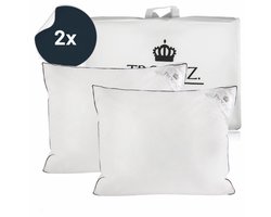 Troonz 2x Hoofdkussen Four dons Bundel - 60x70 cm - Veder Zacht - Rug Zij Buik - Hoofdkussen Dons - Set van 2