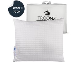 Troonz® Hoofdkussen Verkoelend One - Ergonomisch Nekklachten Slaapkamer Hoofdkussens - Op maat verstelbaar - Voor rug, zij en buikslapers - Goede ventilatie 60 x 70 cm - - opbergtas