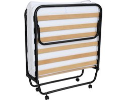 Troonz® Logeerbed Atlas 90x200 cm – Opklapbed 1 persoons - Vouwbed met Matras - Plooibed - Eenpersoonsbed