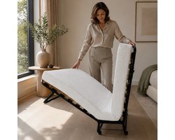 Troonz® Logeerbed Atlas inclusief Opberghoes 90x200 cm – Opklapbed 1 persoons - Vouwbed met Matras - Plooibed - Eenpersoonsbed
