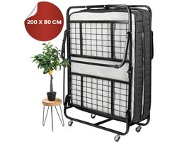 Troonz® Logeerbed Milano Deluxe 80x200 cm - Luxe Eenpersoons Vouwbed - Opklapbed met Luxe Matras