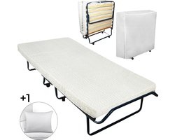 Troonz® Logeerbed One Deluxe Vouwbed – Inklapbaar Logeerbed met Matras – Hoofdkussen – Opklapbed 1 persoons