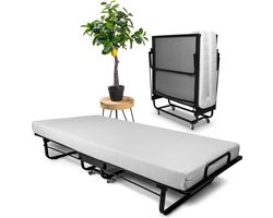 Troonz® Luxe Vouwbed Livorno – Opklapbed - Logeerbed – incl. Koudschuimmatras van 15 cm - Spiraalbodem - Dagelijks Bruikbaar - Eenpersoonsbed