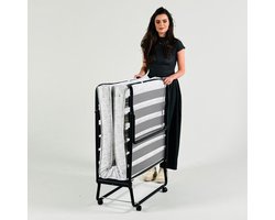 Troonz® Opklapbed Morena 90x200 cm – Logeerbed Eenpersoonsbed | Vouwbed met Matras & Lattenbodem | Incl. Beschermhoes