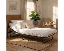 Troonz® Opklapbed Napoli 90x200 cm – Vouwbed met Matras - Opklapbed 1 persoons - Handmatig Verstelbaar Hoofdeind - Met beschermhoes