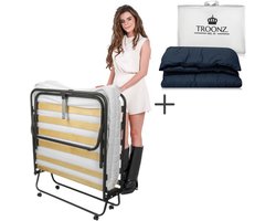 Troonz® Opklapbed Venetia Deluxe - Inclusief Dekbed zonder Overtrek Dreamscape - 90x190 - Vouwbed met Vouwmatras - Luxe Matras - Logeerbed - Lattenbodem - Incl. Wielen