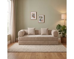 Troonz Slaapbank Comfy 2 Persoons - 3-Zits Zetelbed - Sofa - Bedbank - Bank - Beige