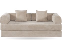 Troonz Slaapbank Comfy Beige 2 Persoons - 3-Zits Zetelbed - 200x200 cm - Bedbank - Bank - Beige