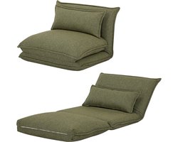 Troonz Slaapstoel Lodi Groen – Inklapbare Slaapbank – Zetelbed - Slaapfauteuil 1 Persoon – Verstelbare Rugleuning