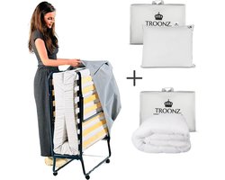 Troonz® Vouwbed Deluxe | 90 x 200 cm | Logeerbed Inclusief enkel dekbed en Hoofdkussen | Opklapbed Eenpersoonsbed | Logeermatras Opvouwbaar | 30 dagen proefslapen