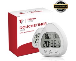Trophy tech® Douchetimer Hygrometer - Douchewekker Waterbesparend - Douche Klok - BadkamerKlok Waterdicht -  Luchtvochtigheidsmeter & Douche klok