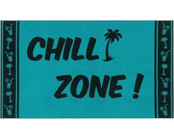 Tropisch Badstof Strandlaken - Chill Zone Turquoise, 100% Katoen, 100 x 180 cm