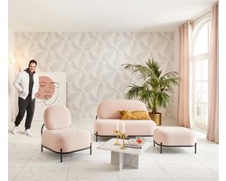 Tropisch behang, Ideaal voor woonkamer en slaapkamer, Eva Licht Beige behang in bladeren stijl, BRICOFLOR.NL