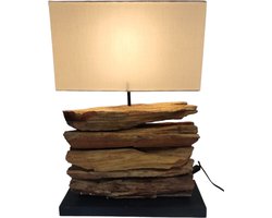 Tropisch Houten Tafellamp - Slaapkamer & Woonkamer Verlichting - 40x 16 x 46 cm