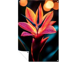 Tropische bloem in kleurrijk licht - Bloem buitenposter - Tuinschilderijen natuur - Hyperrealisme - Tuin accessoires - Poster tuin - tuinposter 100x150 cm