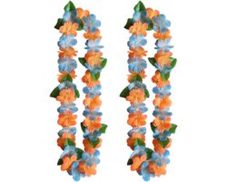 Tropische Bloemengirlanden Set van 2 - Multicolor Hula Decoraties voor Feesten, Strandvakanties en Barbecues