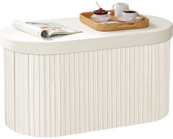 Trovado Opbergpoef met Deksel - Opvouwbare opberg poef - Bankje - Creme - Beige - Ovaal - Groot - 72x35x34.5 CM
