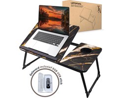 TrueLogic Alpha Bedtafel - Laptoptafel - Laptop standaard - Voor laptops t/m 17 inch - Ontbijttafel - Ontbijt op bed - Geleverd inclusief 8 GB usb stick - Zebra Zen