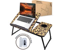 TrueLogic Alpha Bedtafel - Laptoptafel - Laptop standaard - Voor laptops t/m 17 inch - Ontbijttafel - Ontbijt op bed - Geleverd inclusief 8 GB usb stick - Leopard Luxe