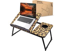 TrueLogic Alpha Bedtafel - Laptoptafel - Laptop standaard - Voor laptops t/m 17 inch - Ontbijttafel - Ontbijt op bed - Leopard Luxe