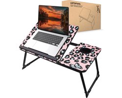 TrueLogic Alpha Bedtafel - Laptoptafel - Laptop standaard - Voor laptops t/m 17 inch - Ontbijttafel - Ontbijt op bed - Pink Jungle