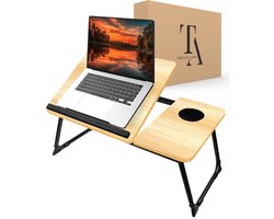 TrueLogic Alpha Bedtafel - Laptoptafel - Laptop standaard - Voor laptops t/m 17 inch - Ontbijttafel - Ontbijt op bed - Wood