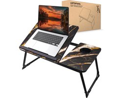 TrueLogic Alpha Bedtafel - Laptoptafel - Laptop standaard - Voor laptops t/m 17 inch - Ontbijttafel - Ontbijt op bed - Zebra Zen