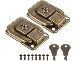 Trunk Lock Hasp 1.6"x1.1" - 2 Stuks IJzeren Vergrendelingsmechanisme met Sleutels voor Sieradenkist, Houten Kist en Gereedschapskist, Bronskleurig, Veiligheid en Duurzaamheid