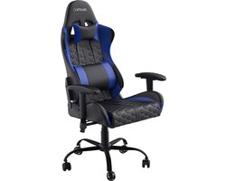 Trust GXT 708R Resto - Gaming Stoel - Verstelbare Rug- en Armleuningen - in Hoogte Verstelbaar Gamestoel - Nek en Rug Kussens - Blauw