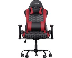 Trust GXT 708R Resto - Gaming Stoel - Verstelbare Rug- en Armleuningen - in Hoogte Verstelbaar Gamestoel - Nek en Rug Kussens - Rood