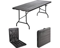 TRUTZHOLM Buffettafel Klaptafel 180x75cm Houtlook - Opvouwbare Kunststof Tuintafel - Biertent Tafel Partytafel Party
