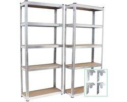 TRUTZHOLM - Insteekbare Rekken 170x75x30 cm - Set van 2 - Zware Rekken - Opbergrek - Kelderrek - Metalen Rek - Garagerek