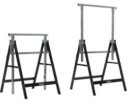 TRUTZHOLM - Werkschraag Set van 2 - 7-voudig Verstelbaar 80-130 cm - 400 kg - Inklapbaar - Zwart - Steigerschraag - Staal