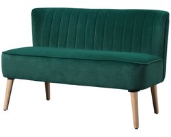 TRUUSK 2-zits Gestoffeerde Bank - Stoffen 2-zits Bank - Loungebank met Fluweel - Donkergroen - 117 x 56,5 x 77 cm