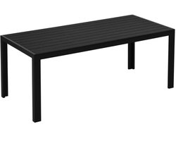 TRUUSK Aluminium Tuintafel - Terrastafel - Partytafel - Balkontafel - Polywood Zwart - 190 x 84,5 x 72 cm