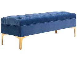 TRUUSK Bank, Bedbank en Schoenenbank - Verhoogde Poten - Fluweelblauw - 118 x 45 x 42 cm