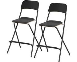 TRUUSK Barkrukken Set - Inklapbaar met Stalen Frame - Voor Keuken en Eetkamer - Zwart - 2-delig