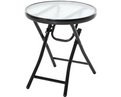 TRUUSK Bistrotafel Ø45 - Met Glasblad - Opklapbaar - Metaal - Zwart