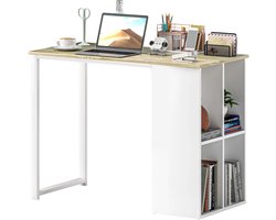 TRUUSK Bureau Computertafel - Stalen Frame - Opbergvakken - Modern Design - Voor Thuis Kantoor en Studeerkamer - 100 x 54 x 75 cm