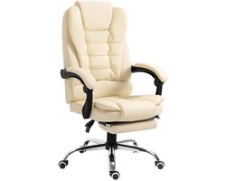 TRUUSK Chefstoel Bureaustoel Met Voetensteun - In Hoogte Verstelbare Bureaustoel Met Kantelfunctie - Armleuningen - Kunstleer -