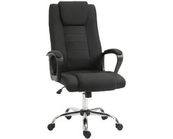 TRUUSK Ergonomische Bureaustoel Met Schommelfunctie - Hoofdsteun - Verstelbaar - Linnen Touch - Zwart - 62 x 62 x 110-119 cm