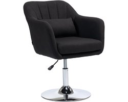 TRUUSK Fauteuil Lounge Stoel - Met Armleuning en Lendenkussen - Verstelbare Hoogte - Metalen Frame - Linnen Look - Draaistoel -