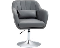 TRUUSK Fauteuil Loungefauteuil - Met Armleuning en Lendenkussen - Gevoerd - Verstelbare Hoogte - Draaistoel - Voor Slaapkamer en