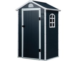 TRUUSK Gereedschapsschuur - Tuinhuisje met Ventilatieraam - Lessenaarsdak - Metaal - Grijs - 134 x 104 x 204 cm