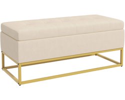 TRUUSK Gestoffeerde Zitbank met Opbergruimte - Beige Fluweelachtige Uitstraling - Stalen Poten - 110x44x49 cm - Voor Hal en