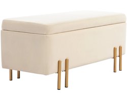 TRUUSK Gestoffeerde Zitbank met Opbergruimte - Fluweel Look - Houten Poten - Voor Woonkamer Slaapkamer Gang - 100 x 40 x 42 cm -