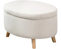 TRUUSK Gestoffeerde Zitbank Met Opbergruimte - Ovaal Design Met Houten Poten - Fluwelen Look - Voor Gang Slaapkamer Woonkamer -