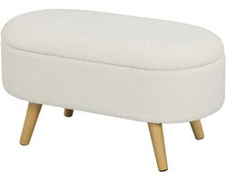TRUUSK Gestoffeerde Zitbank met Opbergruimte - Teddy Fluwelen Look - Houten Frame - 82 x 41 x 45 cm - Voor Hal, Slaapkamer en