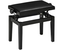 TRUUSK Hoogteverstelbare Pianokruk - Met Lederen Kussen - Kunstleer - Rubberhout - Zwart - 63 x 33 x 45-56 cm - Voor Pianisten -