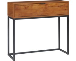 TRUUSK Industriële Console Tafel - Bijzettafel met 1 Lade - Bruin + Zwart - Vintage Design - Stijlvol en Functioneel